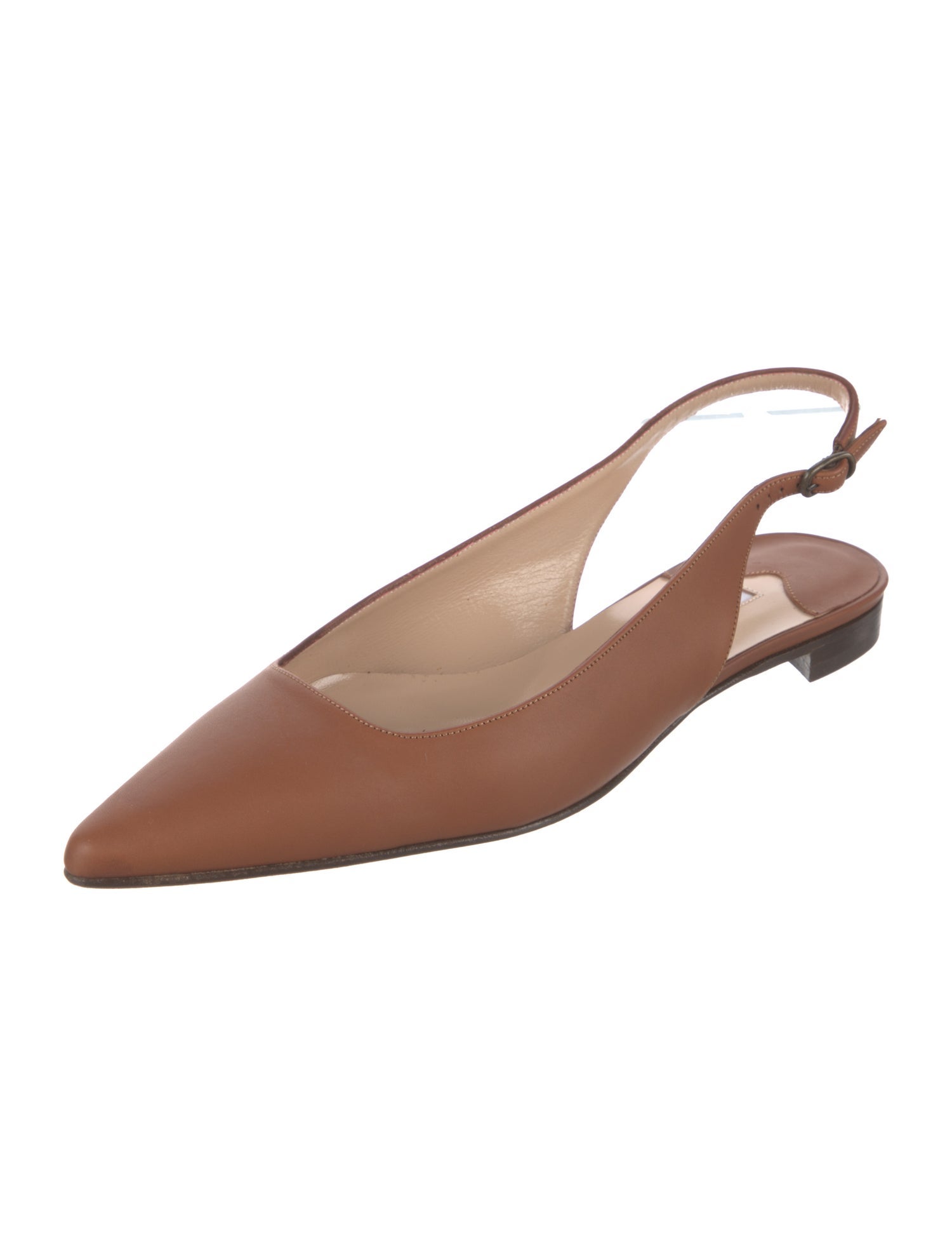 Manolo Blahnik Leather Slingback Flats